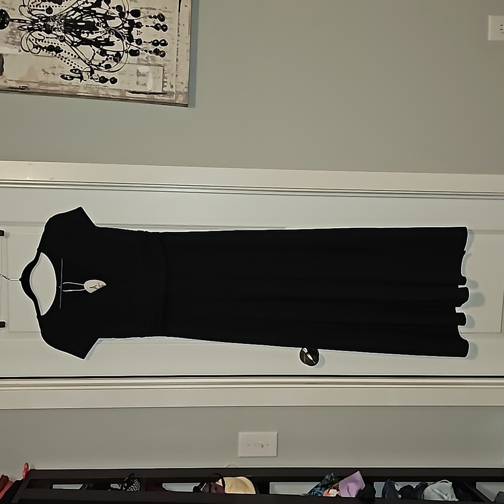 ANRABESS DeepV Neck Short Sleeve NWT Pleated High Waist Slit Maxi Dress Party S - Picture 8 of 16